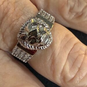 Artisan Moroccan One of a Kind lion cat ring with diamonds size 7